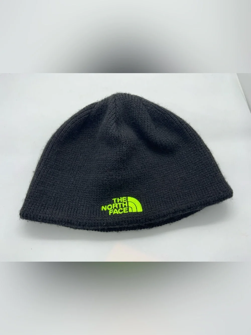 The North Face Junior Black Beanie with Neon Logo